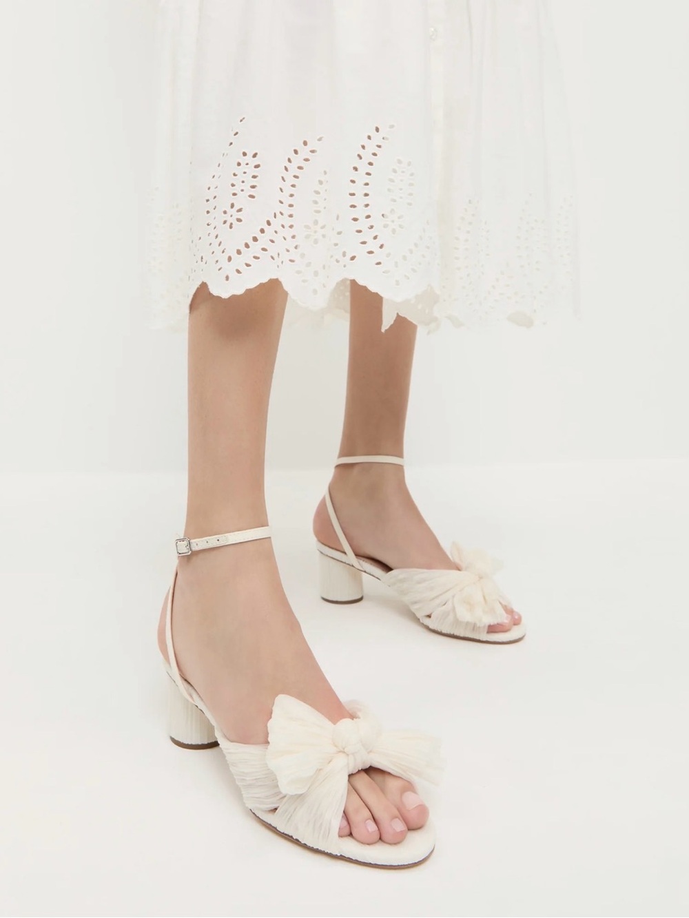 Loeffler Randall Knotted Pleat Bow Slingback Sandals in Cream - Picture 6 of 6